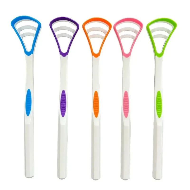 50PCS Silicone Tongue Scraper With Ergonomic Handle Double-sided Fresher Breath Tongue Cleaning Brush Oral Hygiene Tool