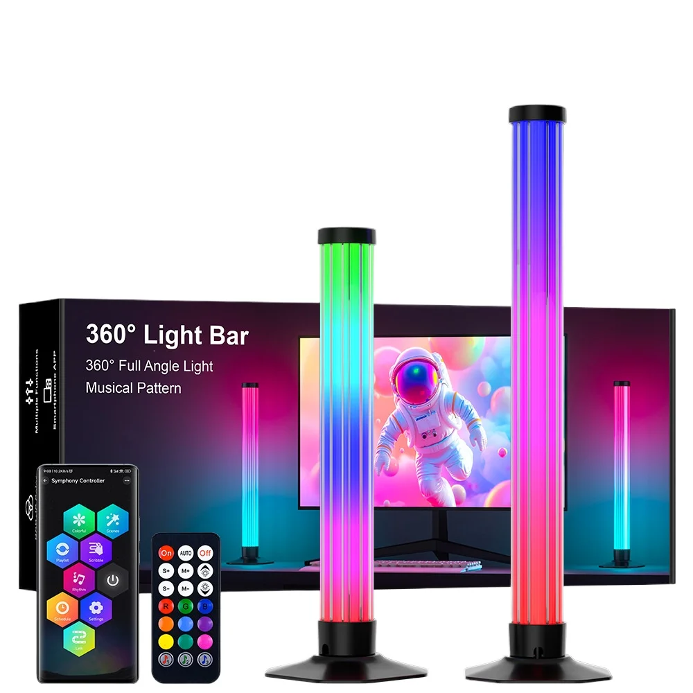 

RGB настольный окружающий свет 360-градусный светящийся звукосниматель ритм-светильник Bluetooth интеллектуальный пульт дистанционного управления ритм 3d ночник