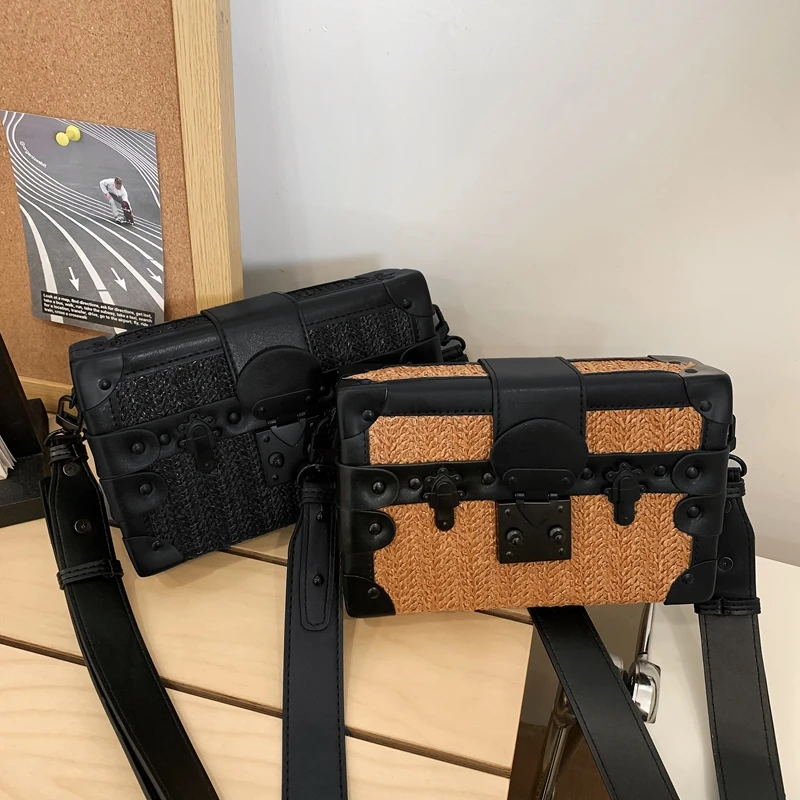 Designer Lock Buckle Box Shape Bag Fashion Man Small Square Shoulder Crossbody Bag Pu Leather Mobile Phone Bag Purse Unisex