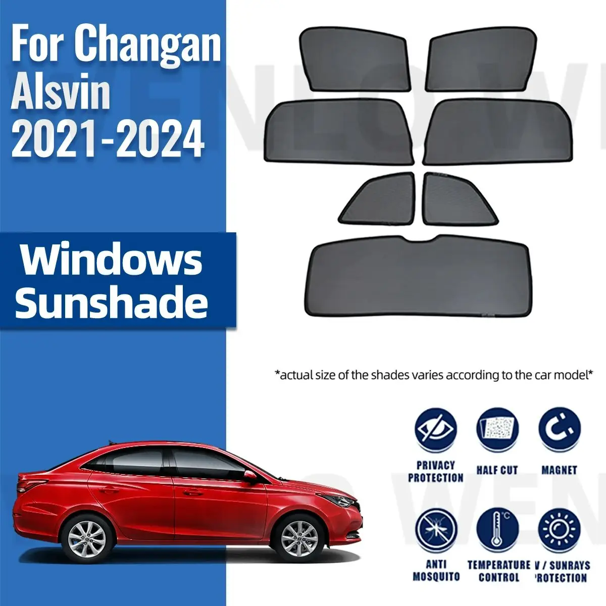 

For Changan Alsvin 2021 2022 2023 2024 Magnetic Car Sunshade Front Windshield Curtain Rear Side Window Sun Shades Shield