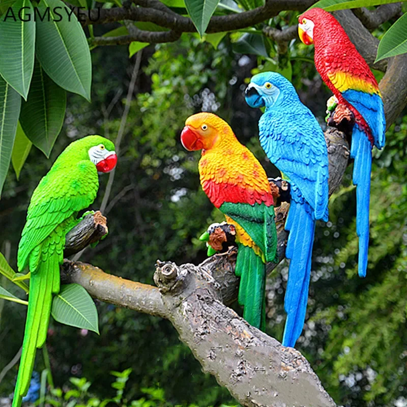 1pc Simulation Resin Parrot Home Decor Handicrafts,  Creative Animal Bird Model Garden Wedding Decoration Gift Fairy garden