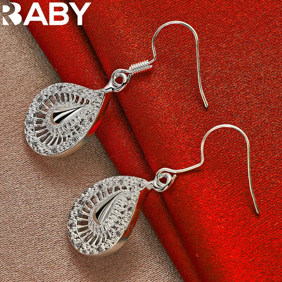 URBABY 925 Sterling Silver Earrings Water Ellipse Drop Earrings For Women Jewelry Fashion Party and Daily Wear