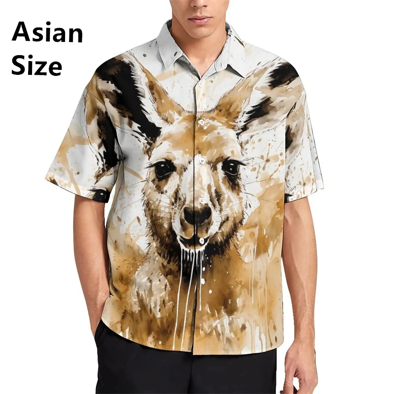 Australia Animel 3D Printed Mens Shirt Clothes Cute Animal Koala Kangaroo Graphic Blouses Casual Hawaiian Summer Lapel Blouse