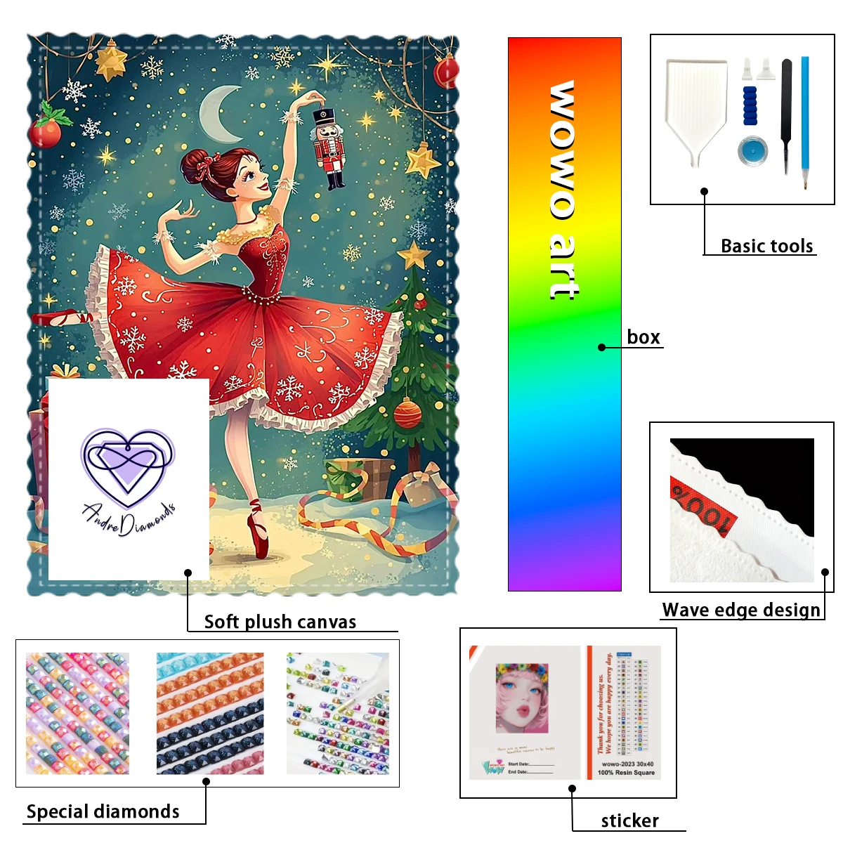 

【Andre Diamond Art】Рождественская танцевальная девушка из смолы FD &AB &CR ослепительно переплетенная с флокированной тканью в качестве основы