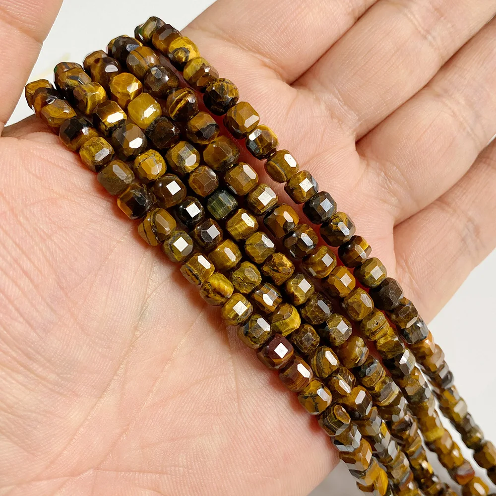 Natural Tiger Eye Cube Stone Bead 5mm Faceted Square Loose Spacer Beads For Jewelry Making Necklace Bracelets DIY Handmade 60pcs image 2