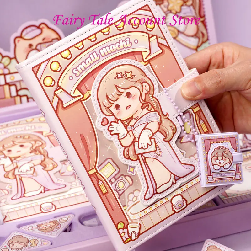 Small mochi Shaped Magnetic Buckle Book Ins High Beauty Hand Book High Beauty Girl Notebook PU Hand Book