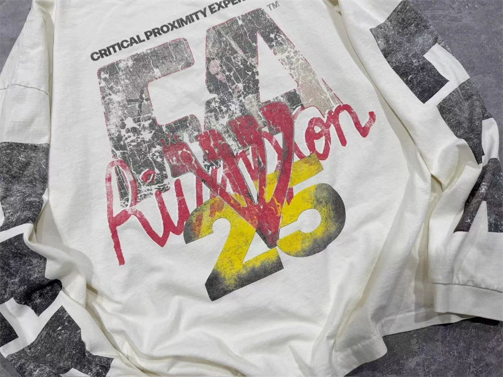 غسلها RRR123 الهواء تحطم الكتابة على الجدران طويلة الأكمام تي شيرت الرجال النساء أفضل جودة RRR 123 بلايز تي شيرت #4