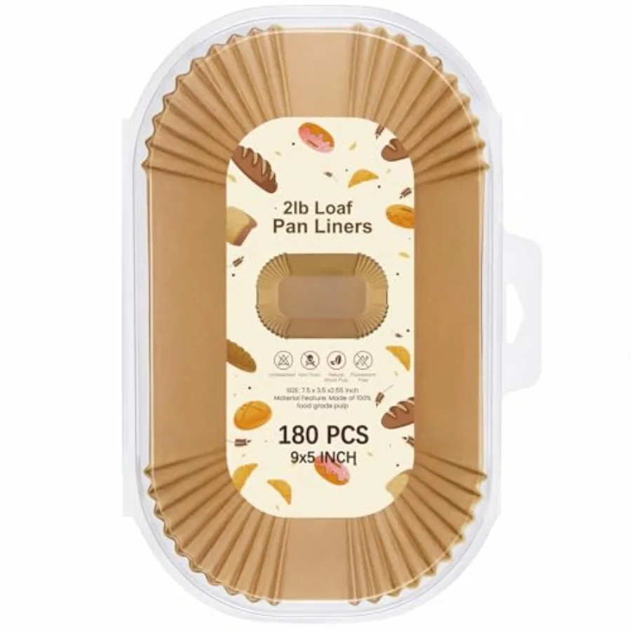 Loaf Pan Liners for Baking Bread 9x5 Inch - 180 PCS Non-Stick Parchment Paper Liners - Disposable Bread Pans Liner for Sourdoug
