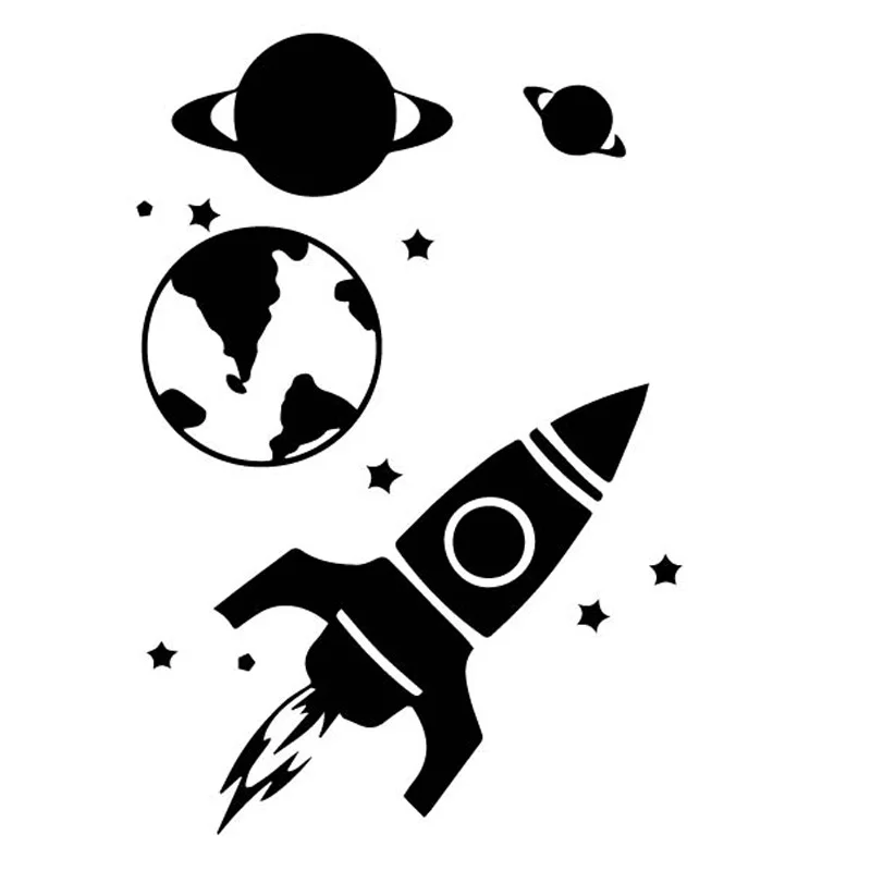 

Beautiful Space Rocket Launch Sticker High Quality Car Decoration Personality Pvc Waterproof Decal Black/white, 19cm*13cm