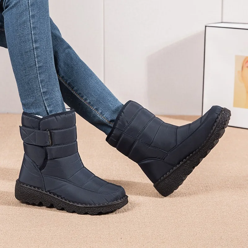 High-Top Plush Boots Waterproof Hook Loop Plus Velvet Women Shoes Long Tube Outdoor Snow Boots 2023 New Winter