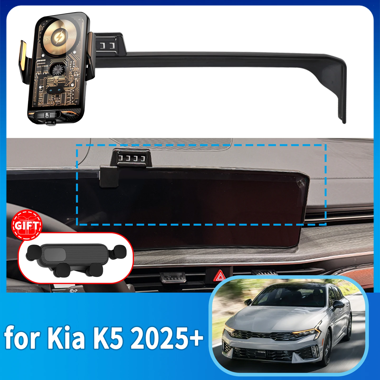 

for Kia K5 2025 2026 2027 Phone Holder Anti-Shake Screen Base Phone Holder Mount Stand ​​ Dedicated Car​​ accessoires