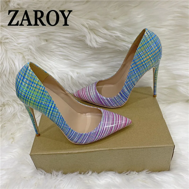 【Outlet Clearance】Colorfull Patent Leather Women's Pointed Toe Stilettos Sexy Ladies Banquet Slip-On Pumps 8cm 10cm 12cm