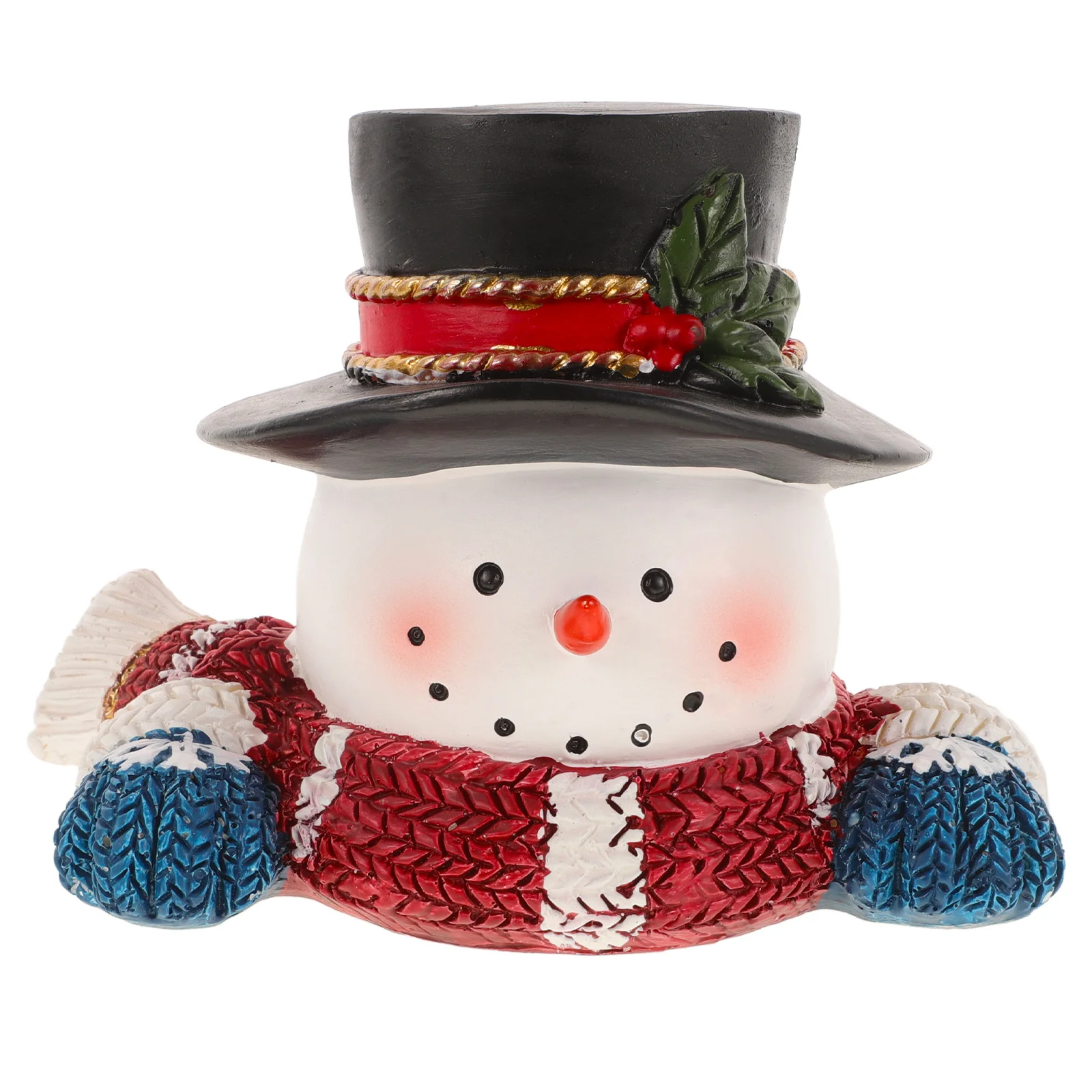 

Festive Christmas Snowman Bust Resin Craft Decoration for Home Holiday Party Table Centerpiece Winter Theme Decor