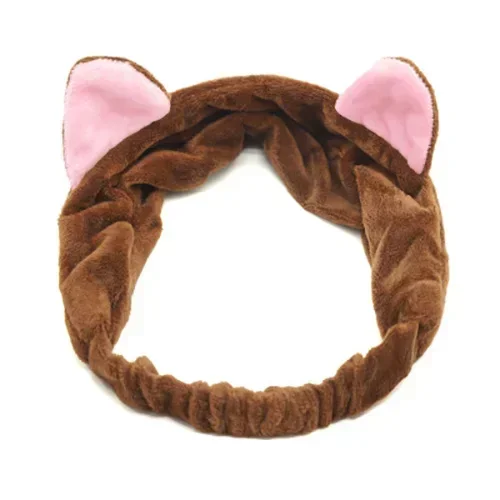 Cat Ear Shaped Coral Velvet Headband Comfortable Skin Care Headband Suitable For Facial Masks-And Makeup Skin Care