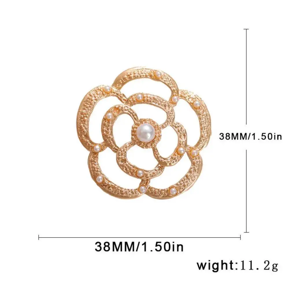 

Suit Coat Collar Ornament Fashion Classic Women Metal Hollow Out Pearls Flower Brooches