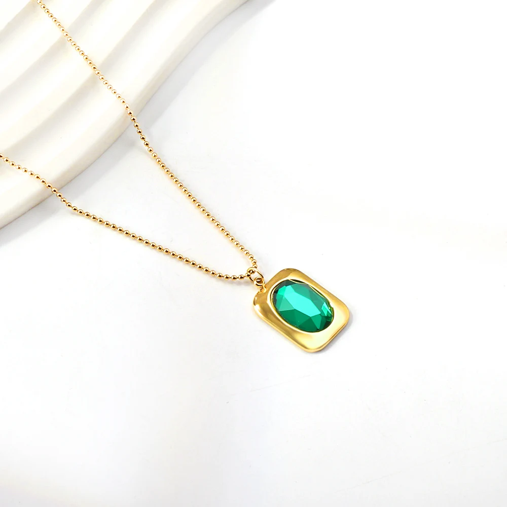 LUXUSTEEL Cubic Zirconia Pendant Necklace Stainless Steel Crystal Female Necklace Waterproof Imitaiton Pearl Men Chain Pendant