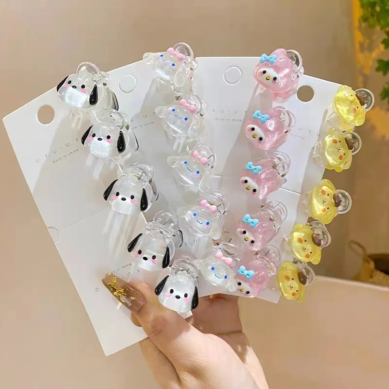 

6 пар детских заколок для волос Kawaii Sanrio Kuromi Cinnamoroll My Melody маленькая заколка Мультяшные аксессуары темпераментный головной убор