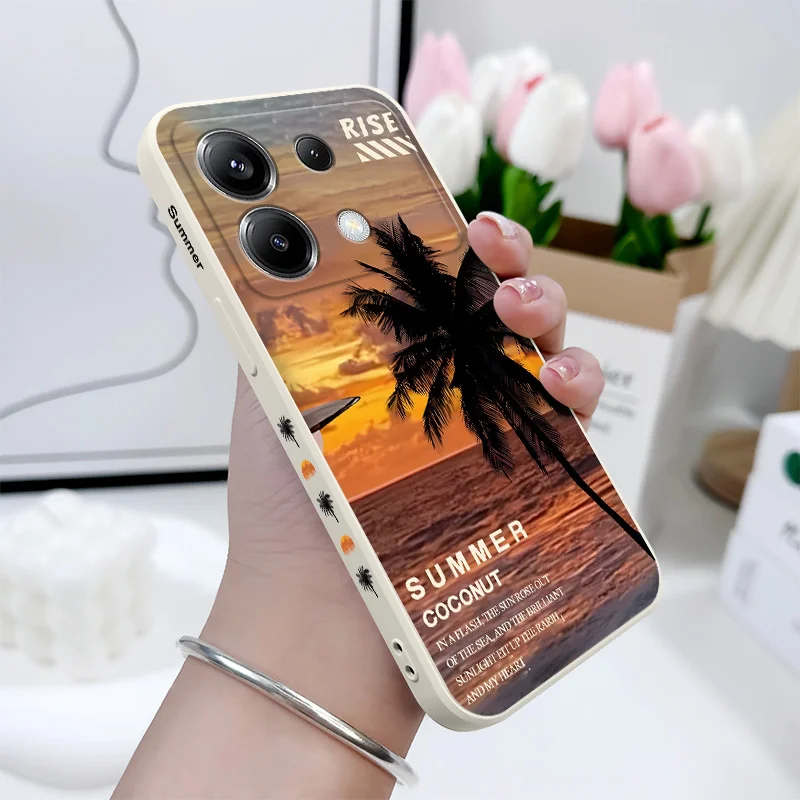 الصيف جوز الهند قضية الهاتف ل Xiaomi Poco F7 X7 X6 F6 M6 M5 M5S F5 X5 F4 X4 M4 F3 M3 X3 Pro 4G 5G GT غطاء سيليكون