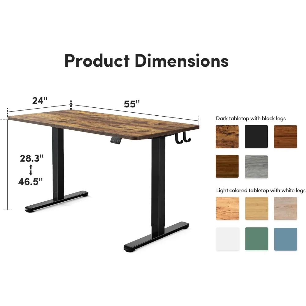 Electric Standing Desk, 55 x 24 Inches Height Adjustable Stand up  Sit Stand Home Office Desk