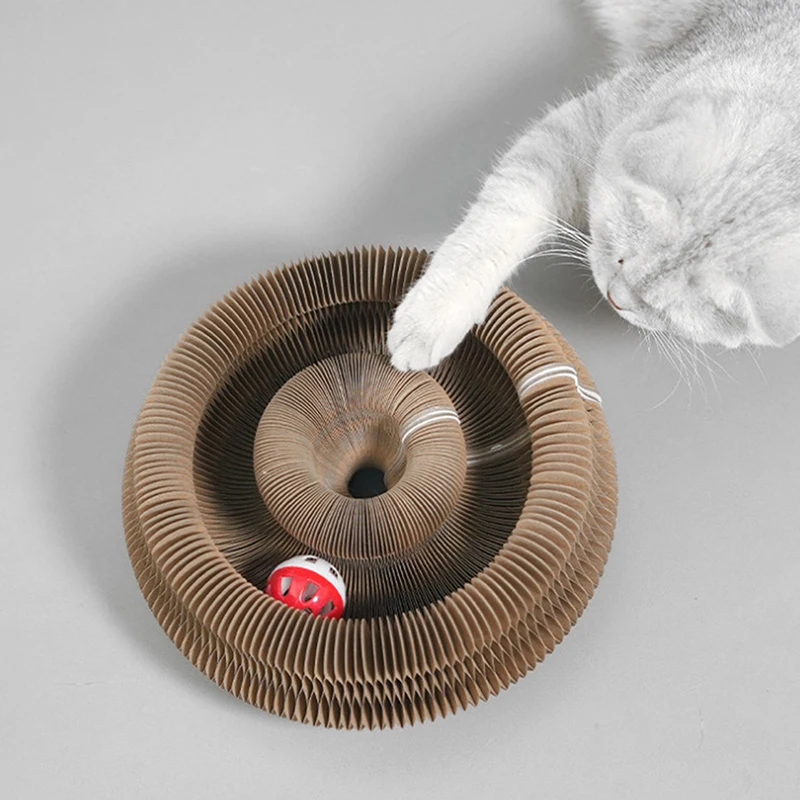 Magic Organ Cat Scratching Board Interactive Scratcher Cat Toy Foldable Cat Accordion Toy Round Corrugated Cats Interactive Toys