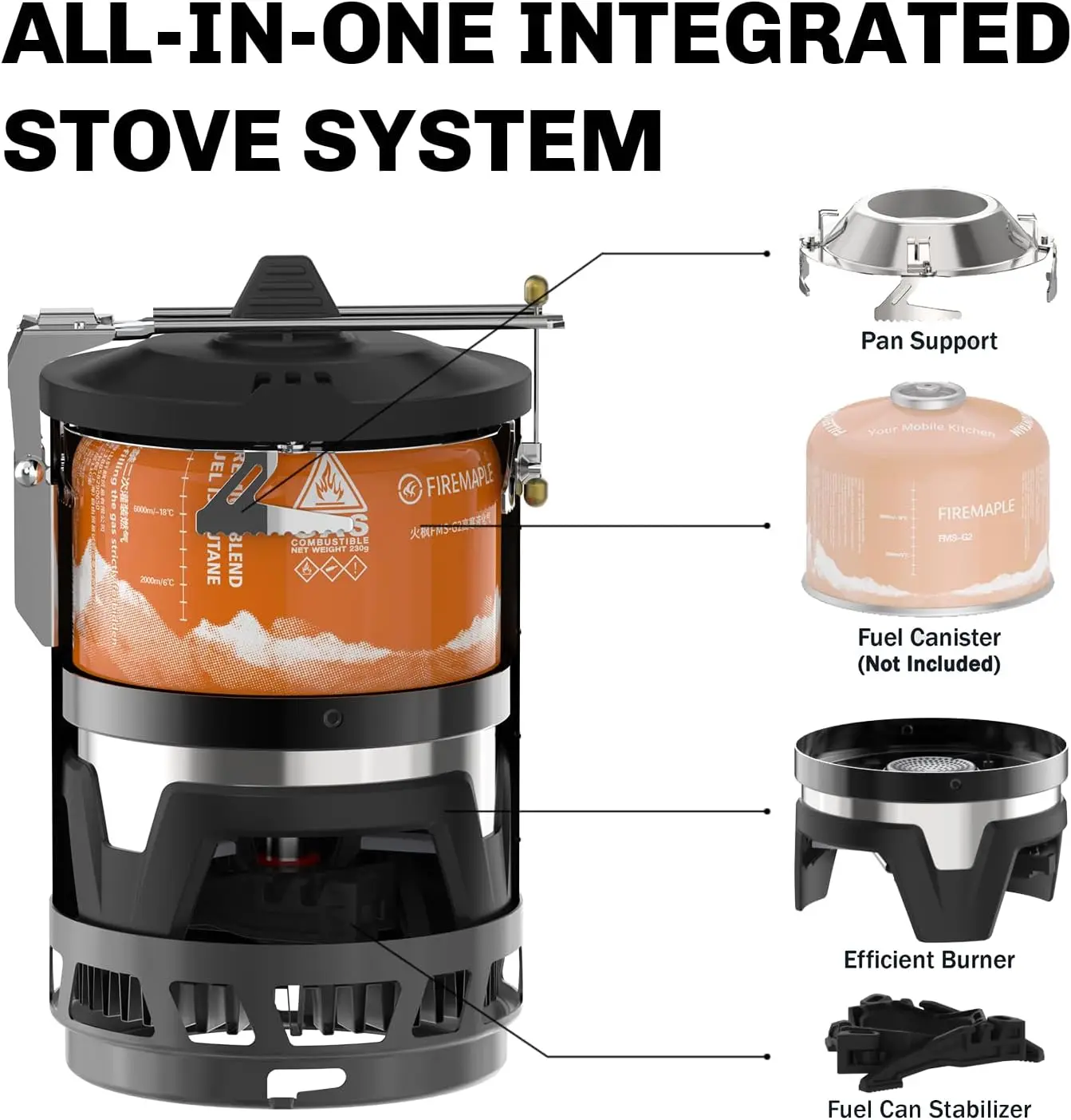 Compact Backpacking Stove for Hiking and Camping - Fast Boiling, Lightweight Outdoor Cooking Gear
