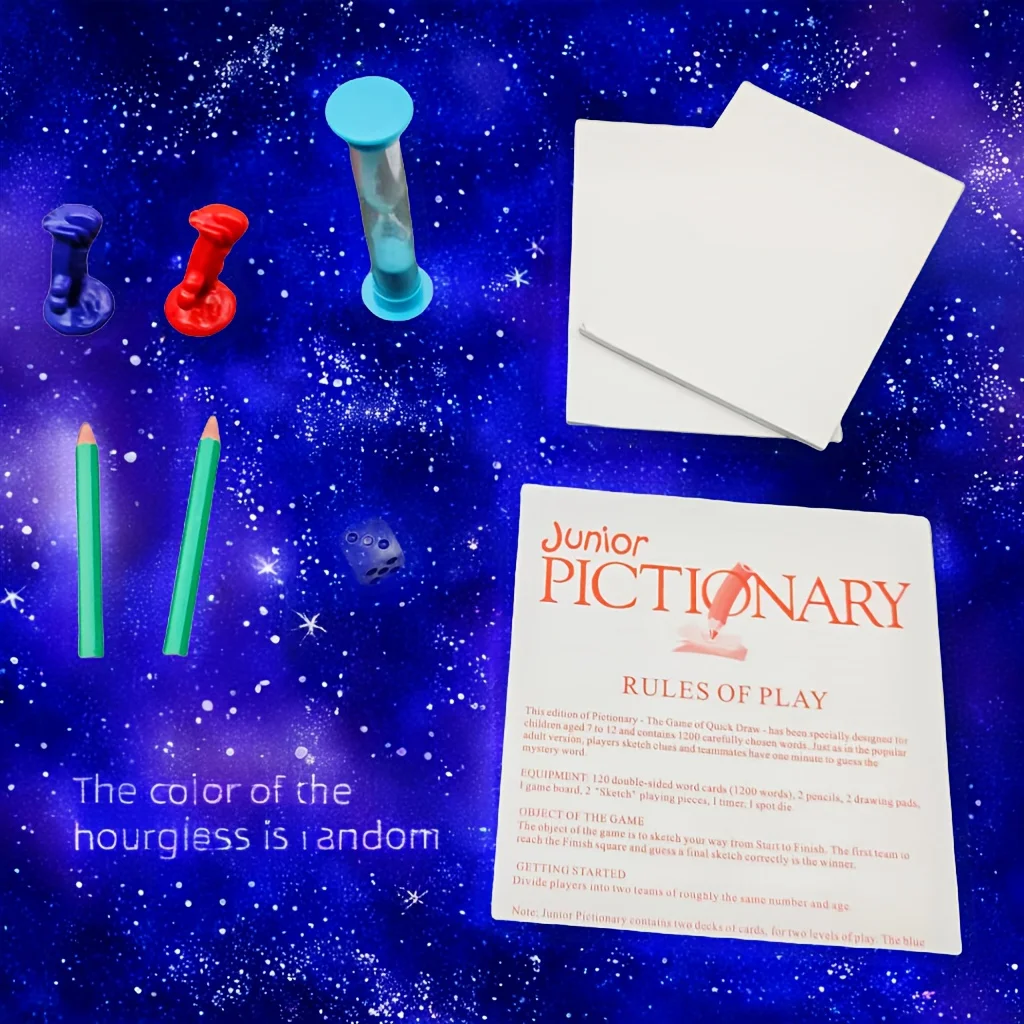 Pictionary Junior Games, Board Games, Card Games, Interactive Games, Suitable for Parties, Game Gifts (Color Slight Color Difference)