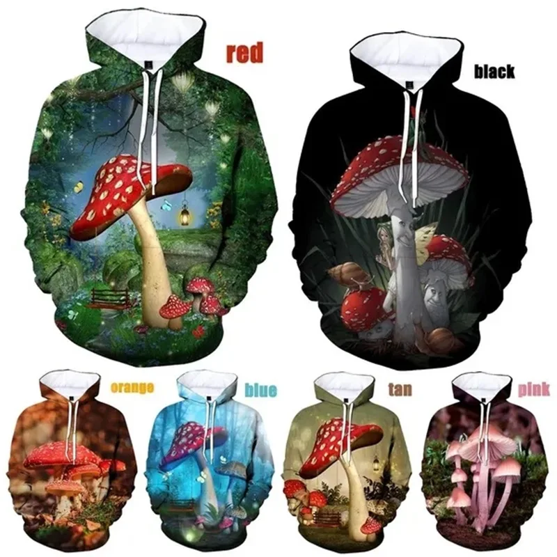

3D Print Mushroom Graphic Hoodie Men Women Pullover Sweatshirts Spring Autumn Full Print Oversized Hoodie Designer Clothes Men