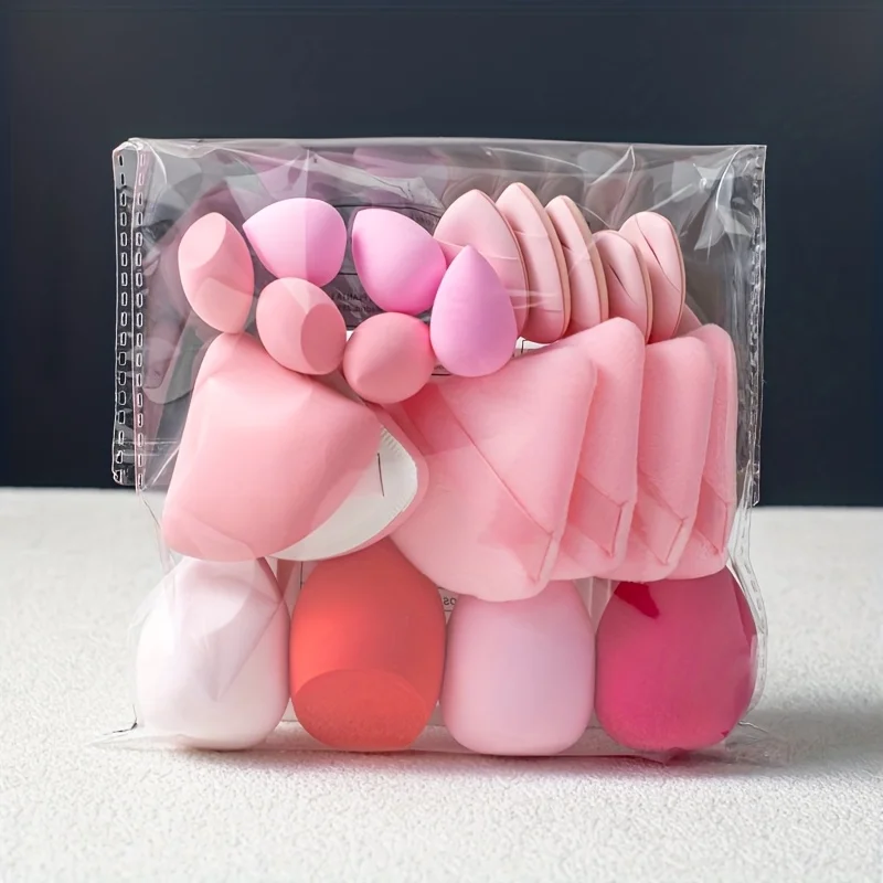 مجموعة إسفنجة مكياج نباتية مكونة من 22 قطعة - 4 منتفخة لبودرة و6 صغيرة و4 مقاس XL و6 خلاطات أصابع |   مجموعة السفر الاحترافية لجميع أنواع البشرة خالية من اللاتكس