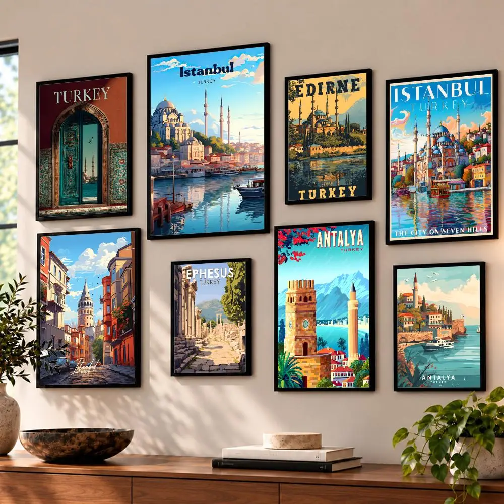 art Turkey Travel Poster Poster Poster HD Self Adhesive Waterproof Wall Art Print Bedroom Living Room Decor Gift