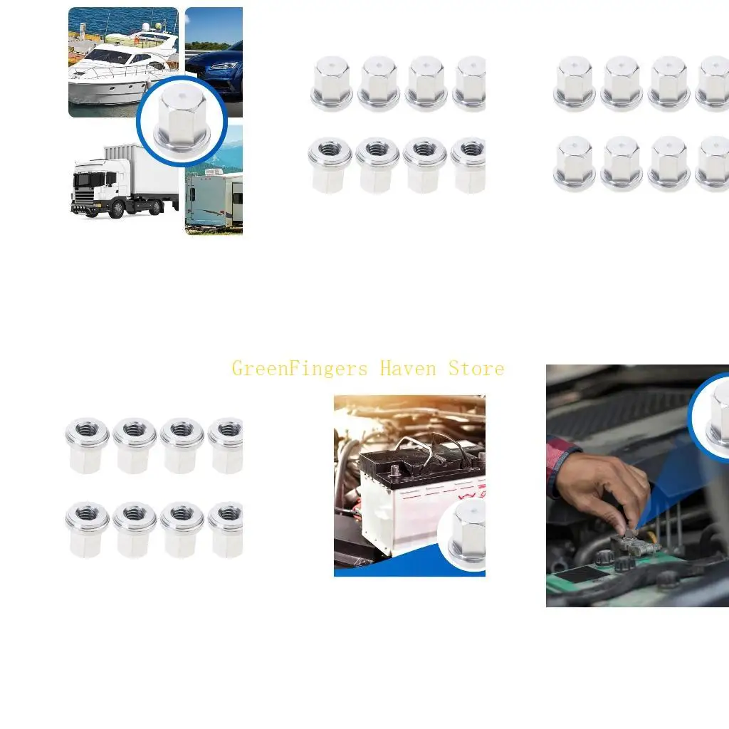 F68D Pack of 10 Steel 3/8 Inch Battery Terminals Nut Closed End Hexagonal Head Simple Installs for Automotive Marine