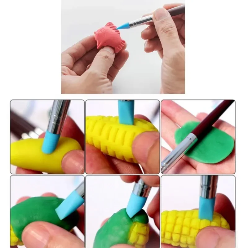 5Pcs Silicone Clay Sculpture Tool for Brush Modeling Dotting Art Pottery Clay tool Nail DIY Carving Sculpting Ceramic Tools Set