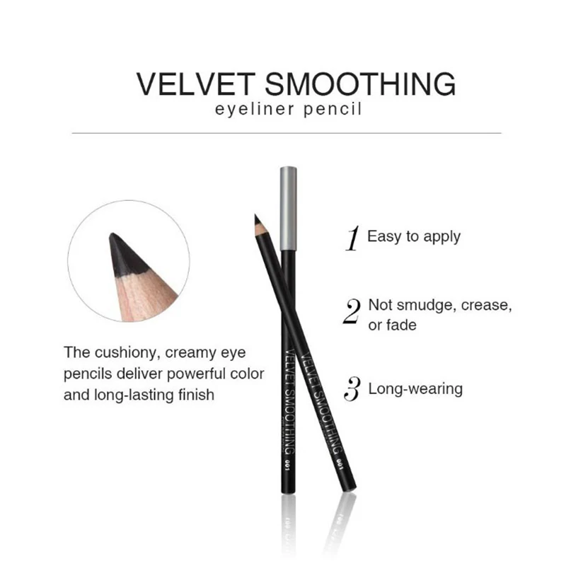 MENOW Wooden Black Eyeliner Soft Smooth Long Lasting Highly Pigmented Waterproof and Sweatproof Eyeliner Makeup Pen