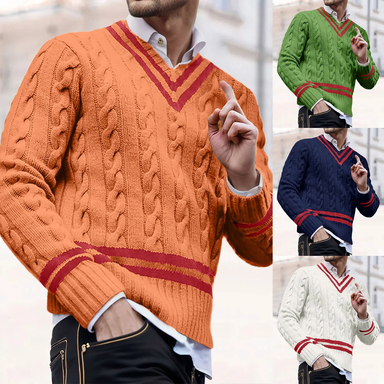 Mens Sweaters Striped Knitted Pullover Loose Autumn Winter kint Hoody Knitwear Vintage Oversize Pull Homme Harajuku Sweaters Top