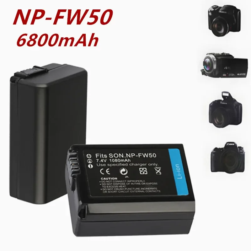 

NP-FW50 Camera Battery Replacement Alpha A6500 A6300 A5000 A3000 NEX-3 A7R A6000 - 7.4v 6800mAh Rechargeable Battery