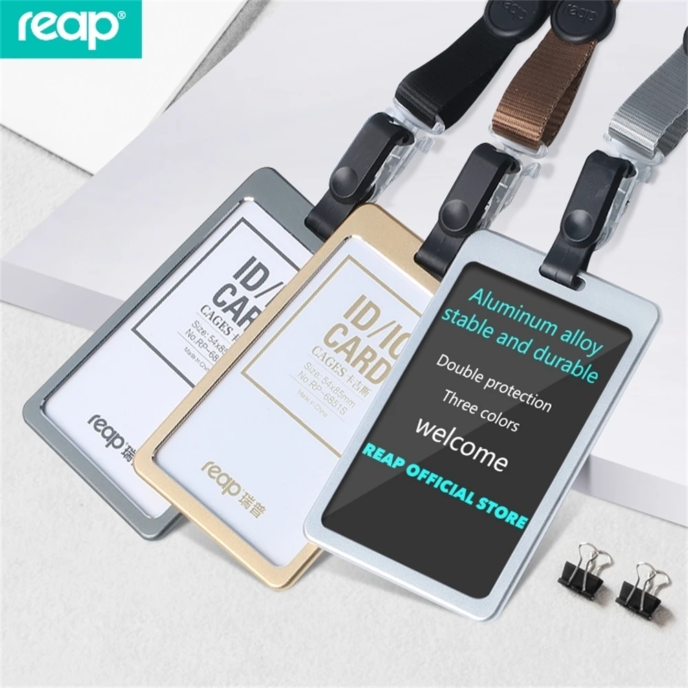 Vertical Reap 6851s Name Aluminum Alloy Business Card Badge Holder With Retractable Lanyard Strap