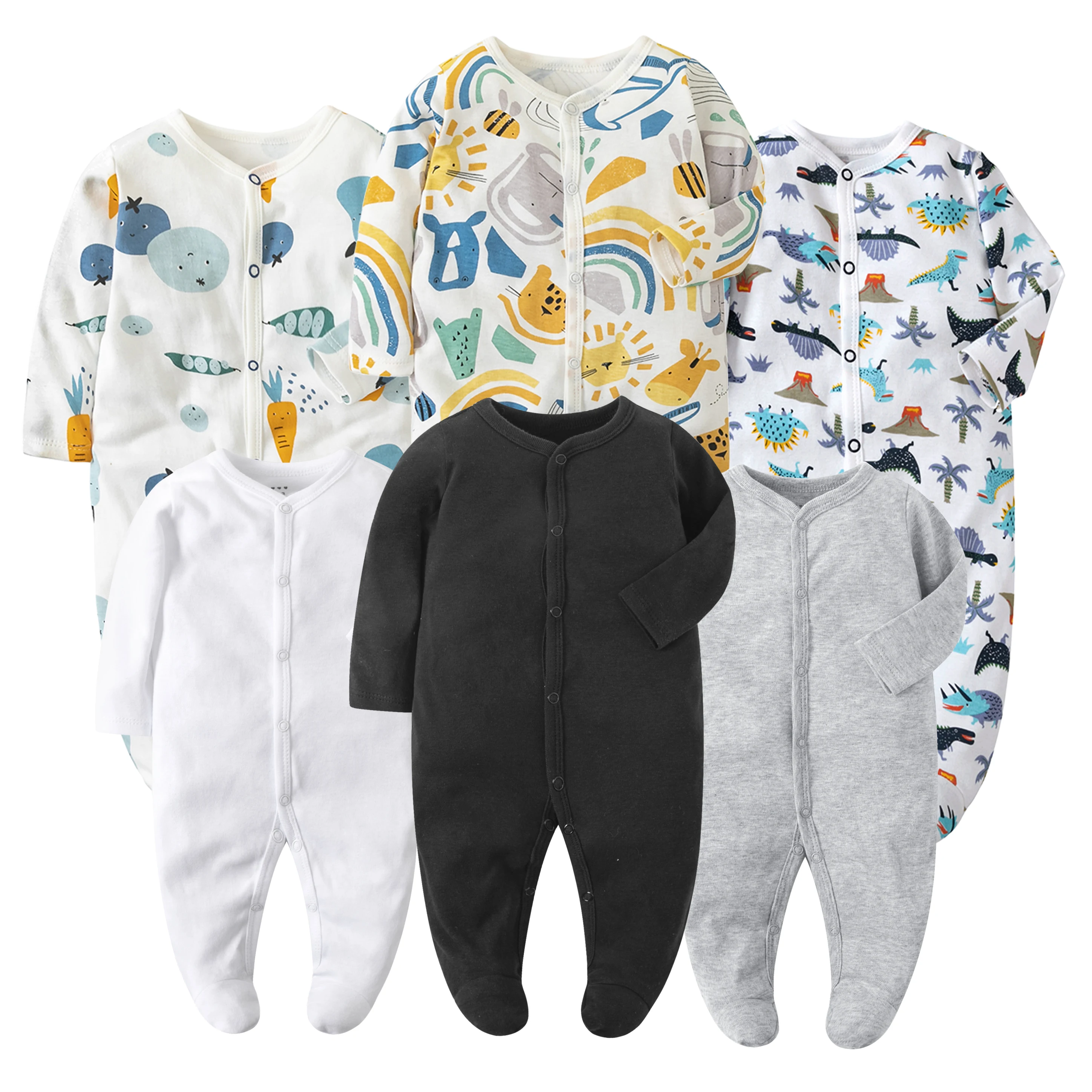 6Pcs/Lot Baby Clothes Bodysuit Sweatshirt 100% Cotton Newborn Infant Toddler Long Sleeve Girls Boys Jumper Onesie