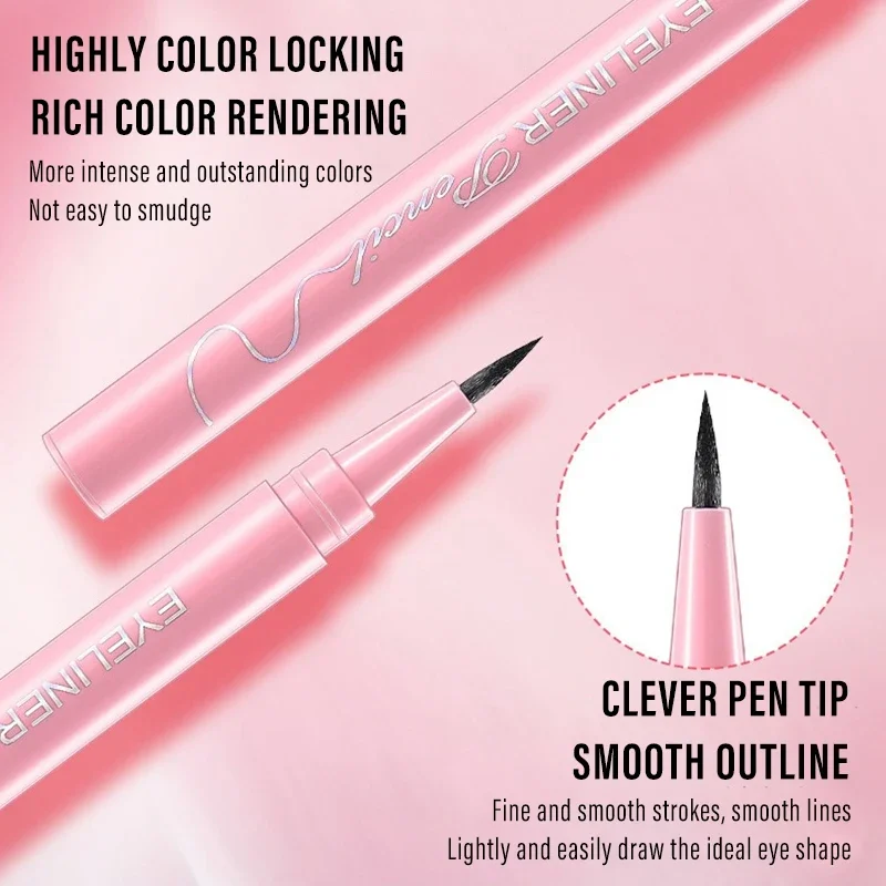 สีดําสีน้ําตาลโกหก Silkworm Liquid Eyeliner ปากกากันน้ํา Big Eyes แต่งหน้า Smooth Quick-drying ผู้หญิงเครื่องสําอางเครื่องมือความงาม