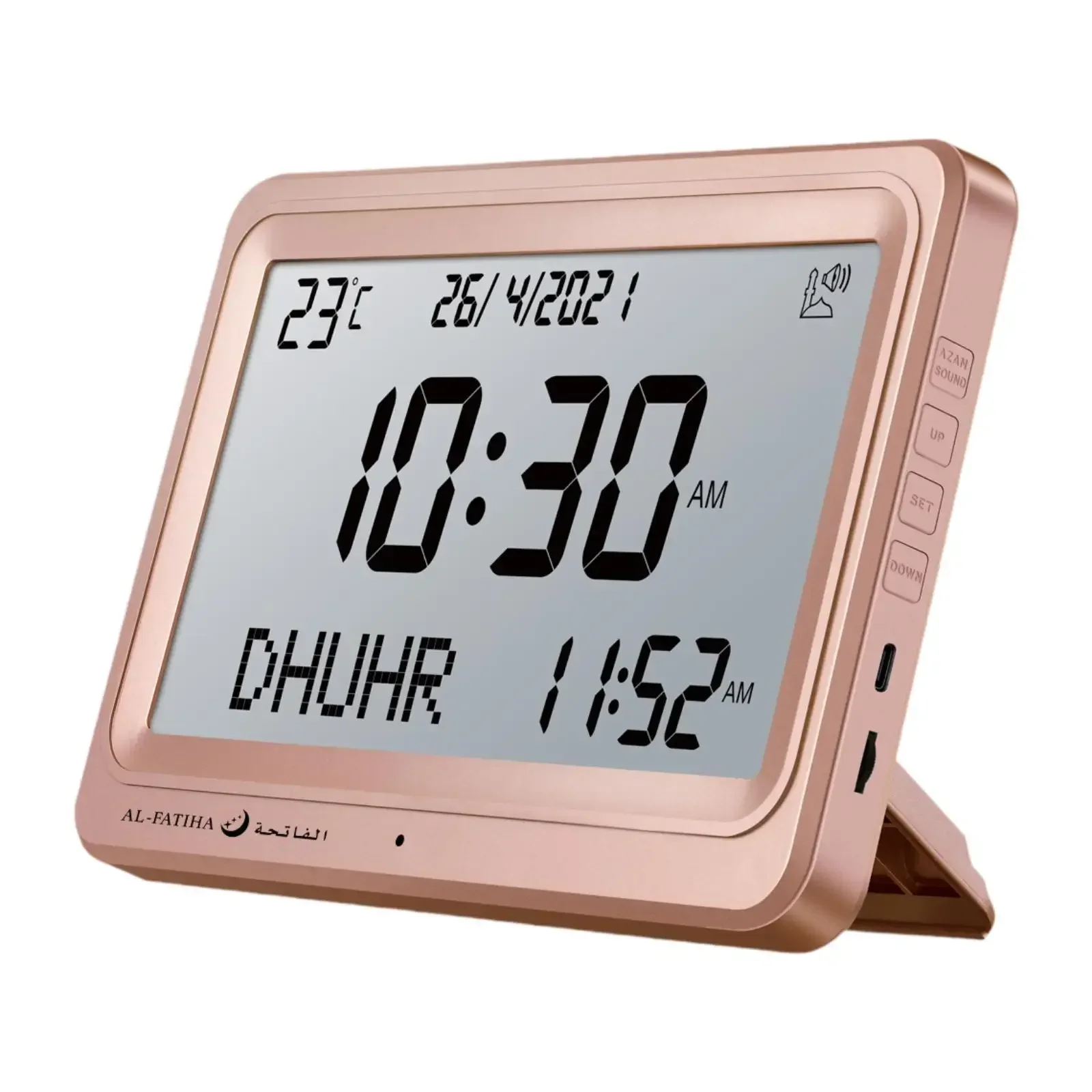 Larger LCD Screen Azan Clock with 8 Athan Sounds Multi-languages Calendars Desktop Decoration Alarm Clock for Muslim Prayer