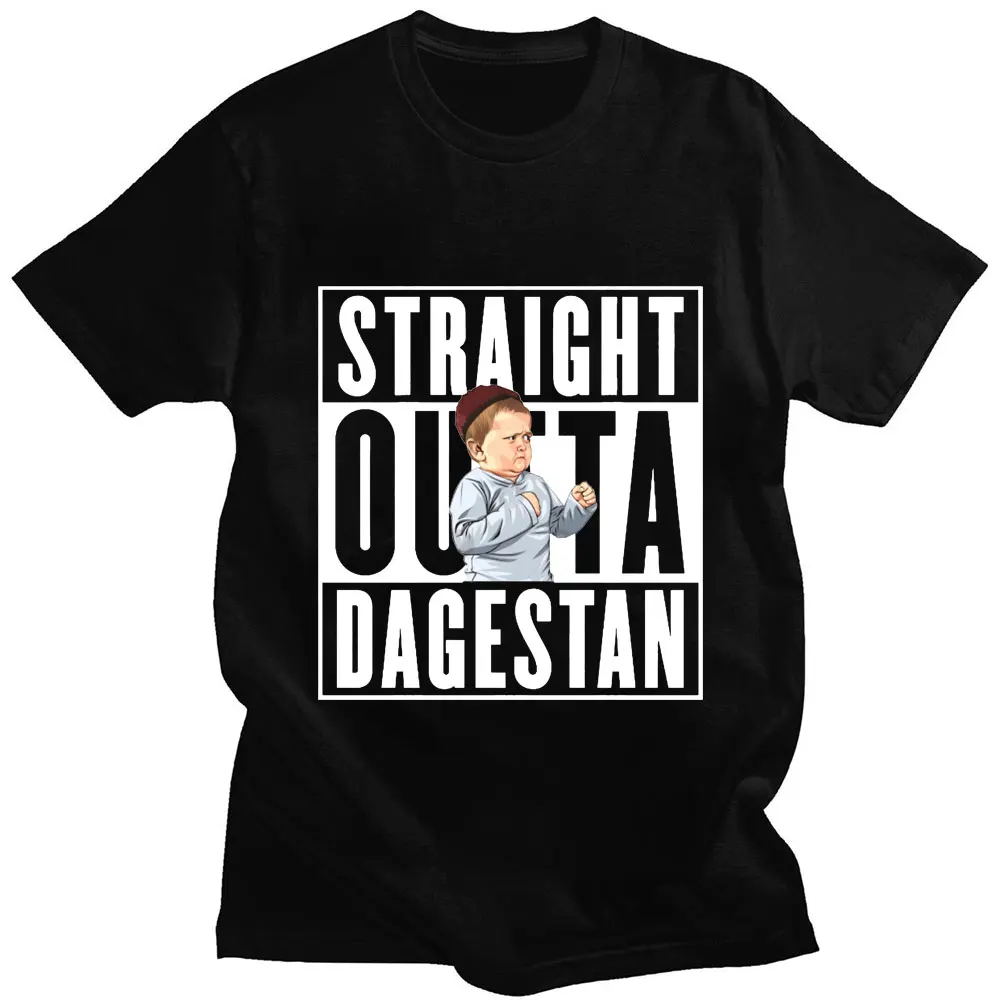 Hasbulla Fighting Meme T Shirt Straaight Outta Dagestan Mini Khabib Blogger T-shirt Men Women Aesthetic o-neck T Shirts Male