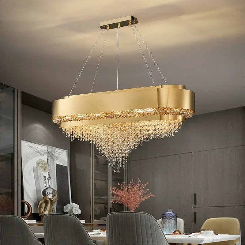 

chandelier modern kitchen lamp living room decoration suspension luminaire rectangle light fixture dining room 2021 gold lights