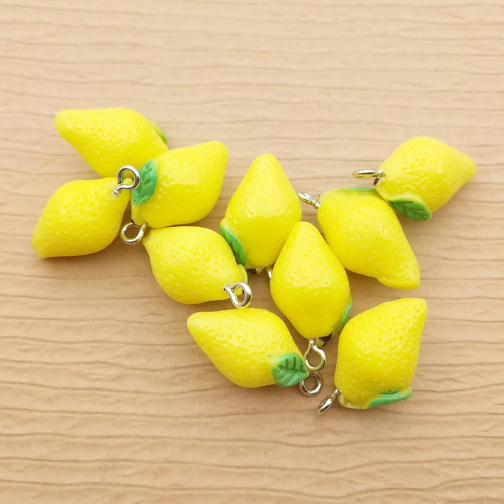 10pcs Resin Lemon Charm for Jewelry Making Supplies Earring Pendant Necklace Charms Diy Craft Accessories Keychain