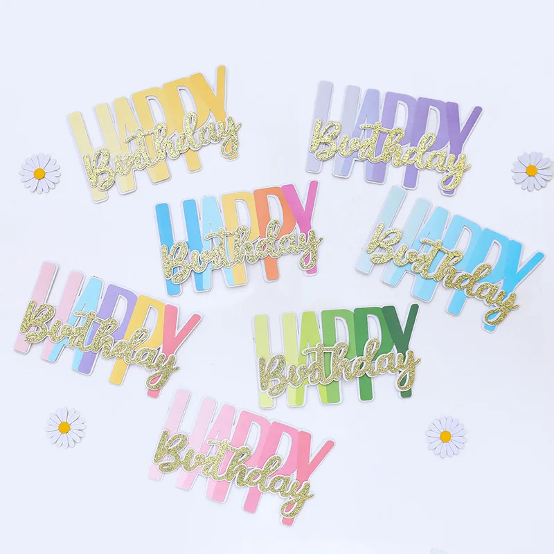 Colorful Birthday Cake Topper Insert Card Cake Decoration Hat Cute Plug-in Kids Birthday Party Baby Shower Cupcake Flags DIY New