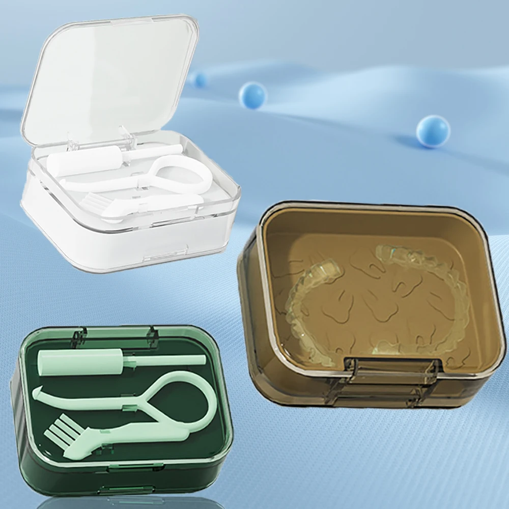 Double Layers Denture Box Retainer Braces Storage Box Small denture storage box Teeth Cases Bath Cleaning Case Denture