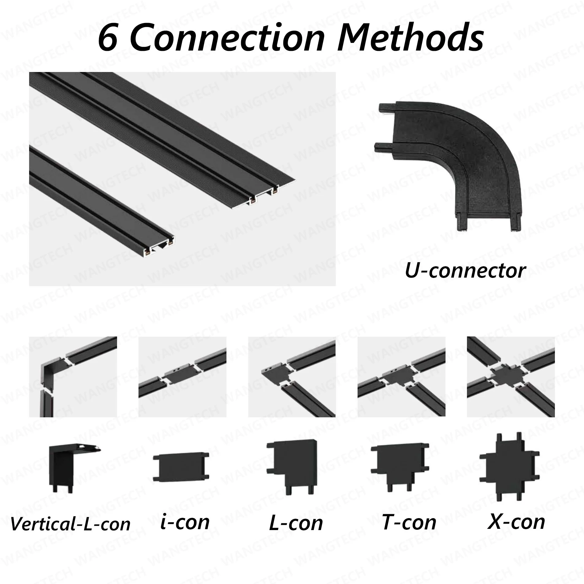 T26 Magnetic Track Light Surface-Mount Plastering Aluminum Rail LED DC48V Home-Assistant Home Livingroom 1.5m/2M Black White
