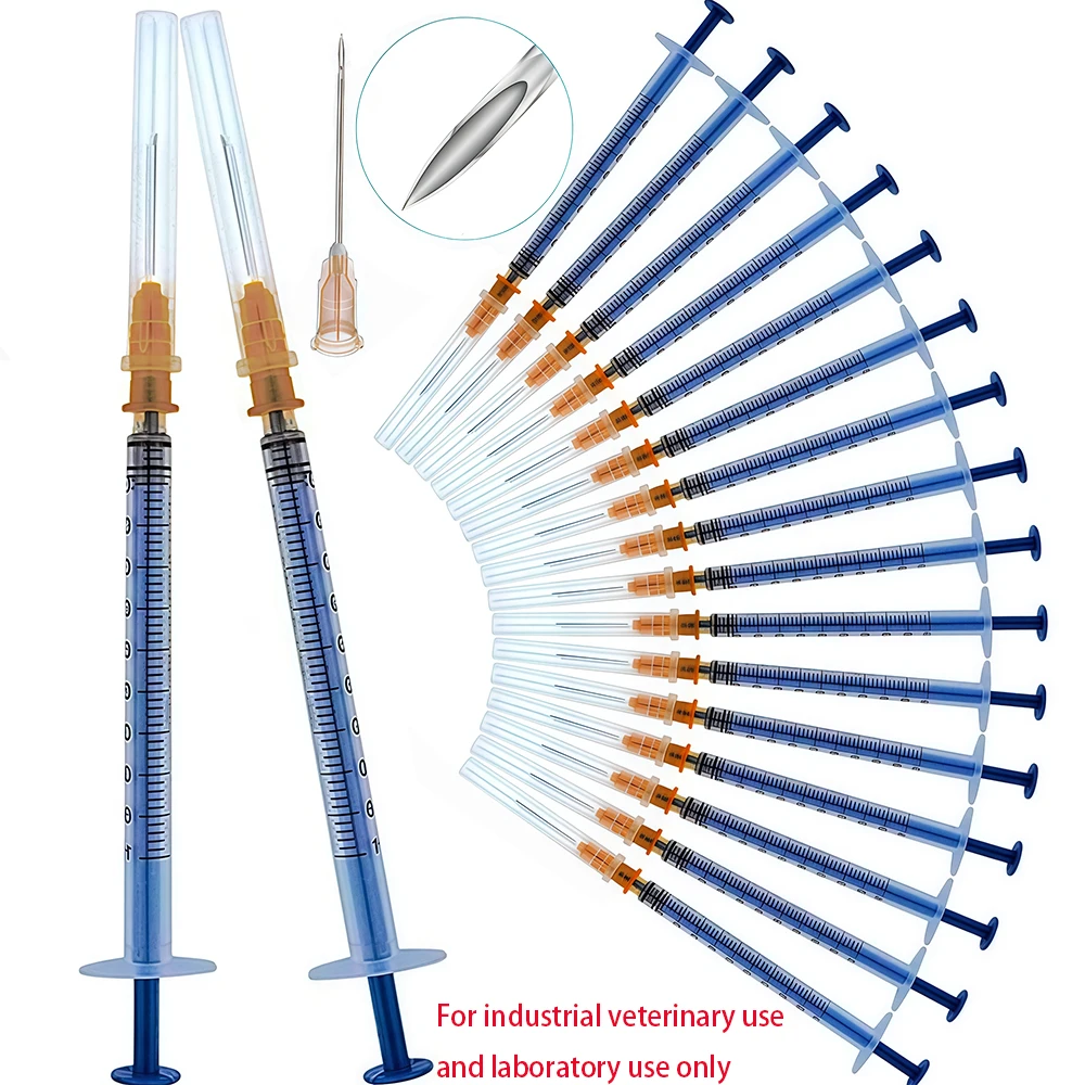 50 Stück Einweg-Laborspritze mit 1 ml/cc und 1-Zoll-Nadel, einzeln versiegelte Verpackung