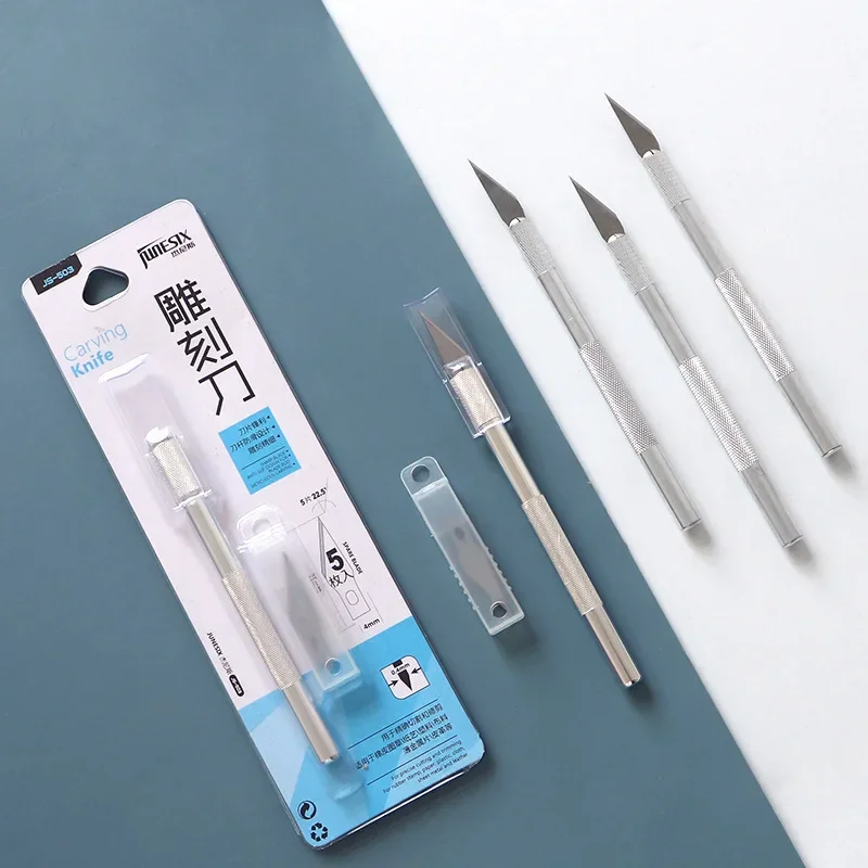 Engraving Knives with 5 Blades DIY Artwork Scalpel Cutting Knife Paper Cutter Pen Knife Drawing Repair Hand Tools Stationery