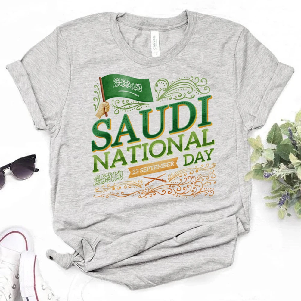 Saudi National Day t-shirts women Y2K top female anime streetwear clothing