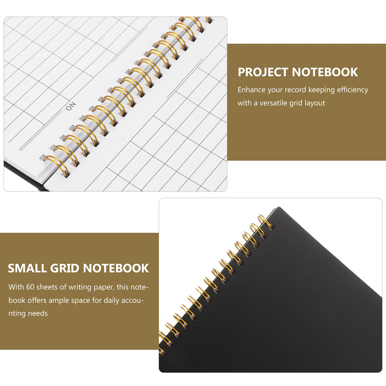 2 قطعة دفتر الأستاذ 60 ورقة دفتر شبكة فارغة للمحاسبة الإدارة المالية جرد سجل حفظ دوامة ملزمة #5