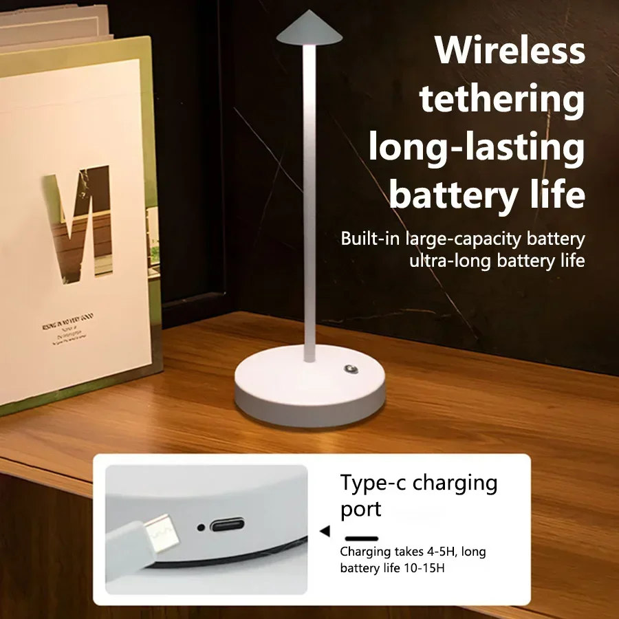 LED Table Lamp Rechargeable Touch Sensor Cordless Desk Lamp 3 Colors Bedside Creative Ambient Light Bar Room Decor Night Light image 2