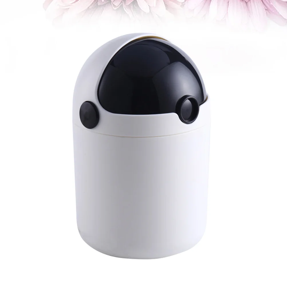 1Pcs Mini Trash Can Small Size Multifunction Hollow Dustbin for Bathroom Kitchen Living Room Bedroom with Cover(Black)